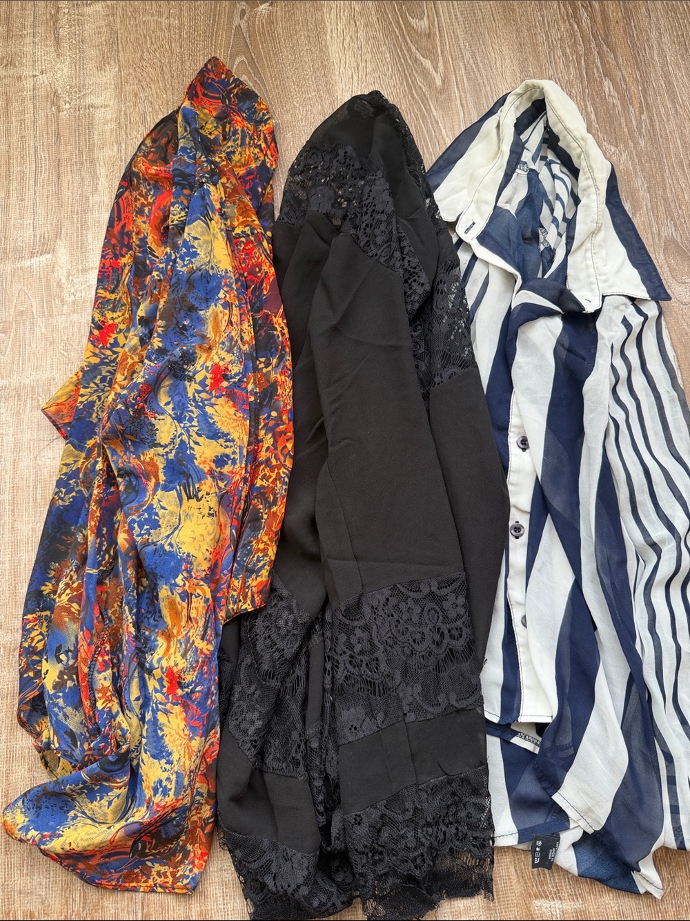 BUNDLE OF 3 Sheer Autumn Floral Kimono Cover-Up - Navy, Mustard, Red - Picture 4 of 5